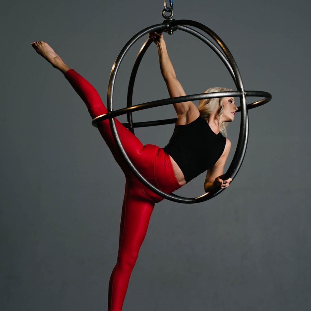 Red metallic zyia leggings